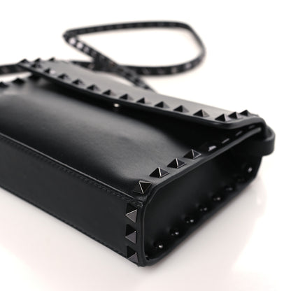 Valentino Garavani Vitello Monochrome Mini Rockstud Flap Wallet on Strap Black 8 of 8