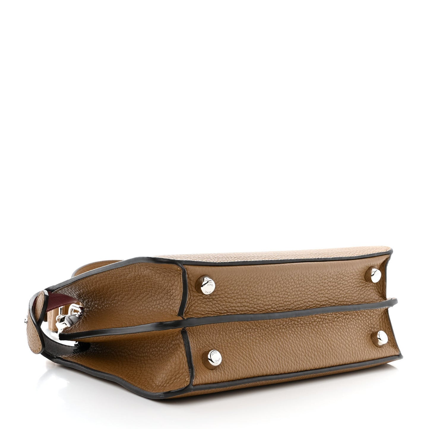 Cuoio Romano Vitello Cover Glazed Fabric Bi-Color FF 1974 Mini Peekaboo I SEE U Satchel Sand Tobacco Moro