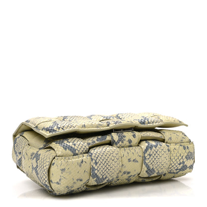 Bottega Veneta Goatskin Python Embossed Padded Cassette Crossbody Bag Kiwi Black Silver 4 of 11