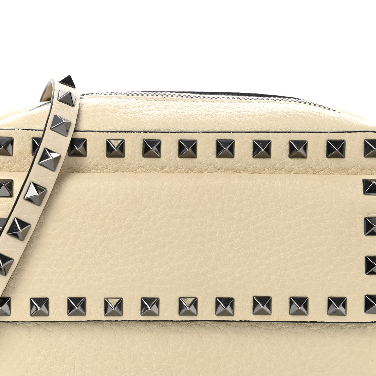 Valentino Garavani Grained Calfskin Small Rockstud Flap Pocket Camera Crossbody Bag Ivory 8 of 11