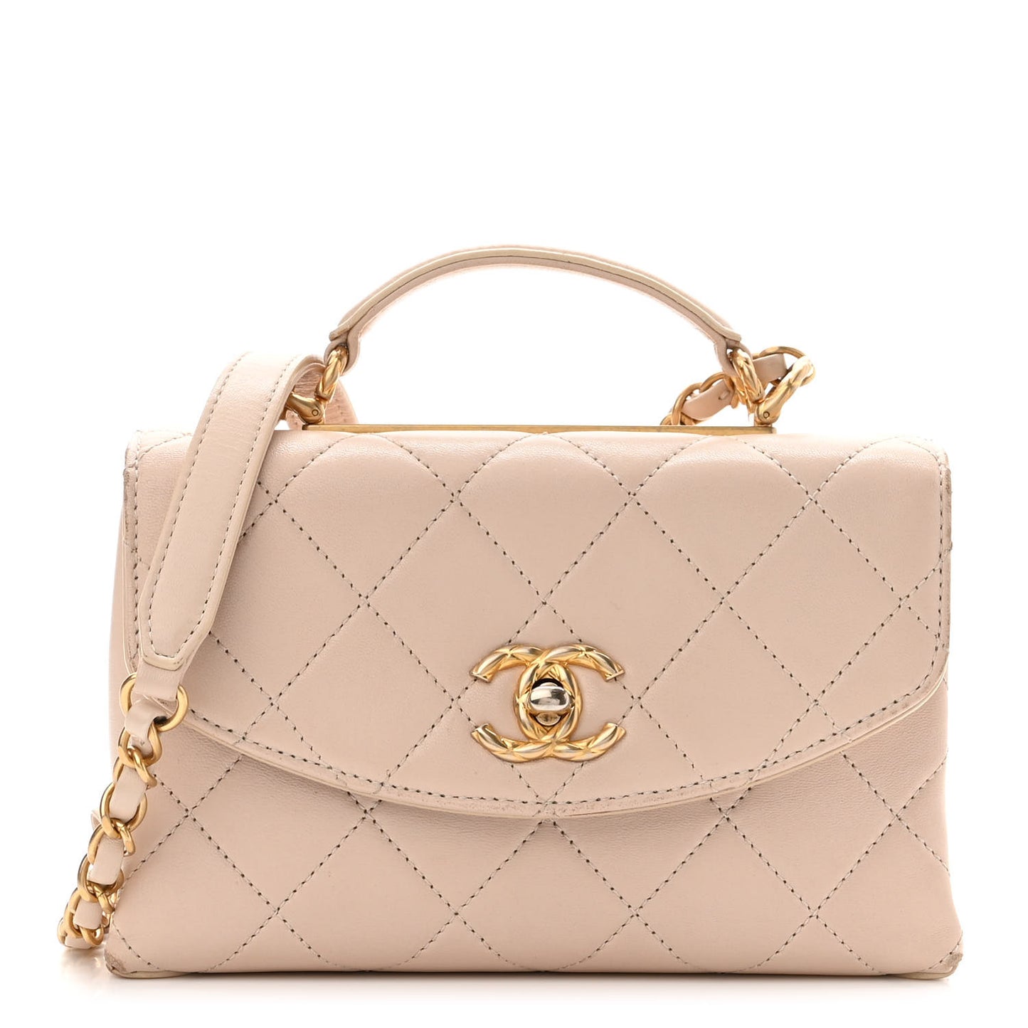Lambskin Quilted Mini Trendy Spirit Top Handle Flap Light Pink