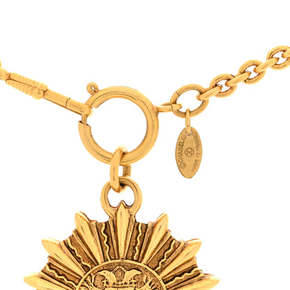 Chanel Metal CC Sunburst Pendant Necklace Gold 4 of 5