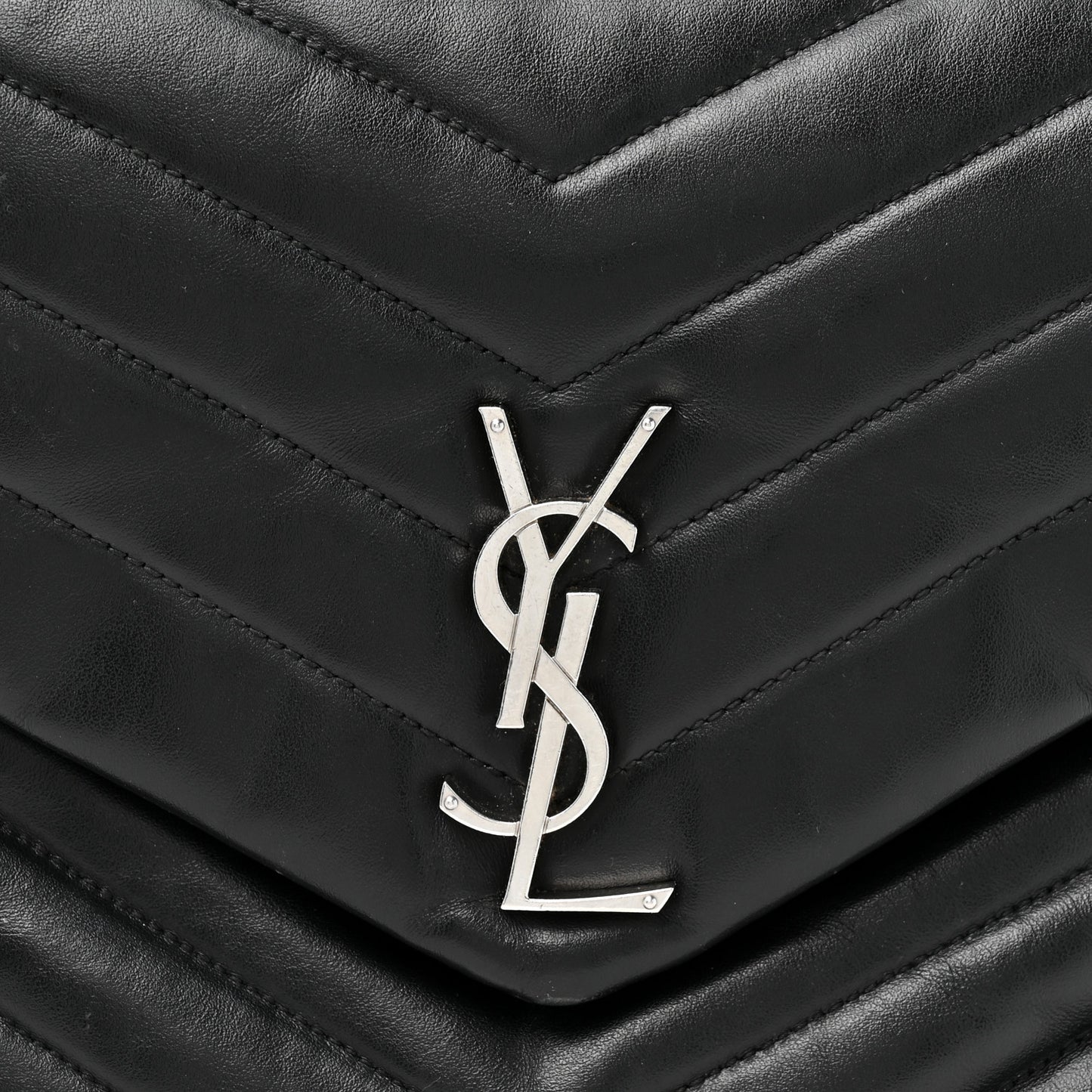 Grain de Poudre Calfskin Y Quilted Monogram Medium Loulou Chain Satchel Black