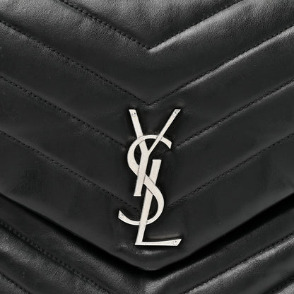 Saint Laurent Grain de Poudre Calfskin Y Quilted Monogram Medium Loulou Chain Satchel Black 9 of 16