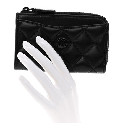 Chanel Lambskin Quilted Zip Card Holder So Black 2 of 7