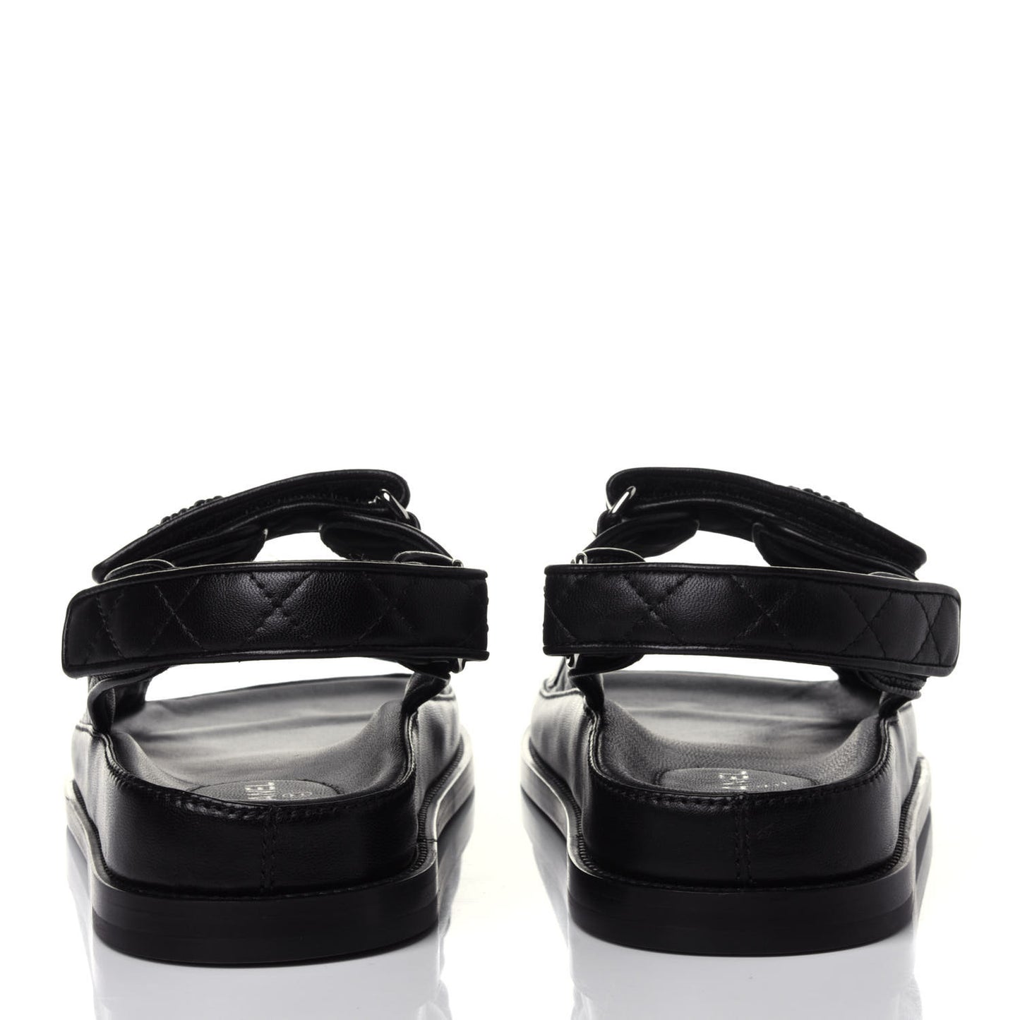 Lambskin Velcro Dad Sandals 37 Black