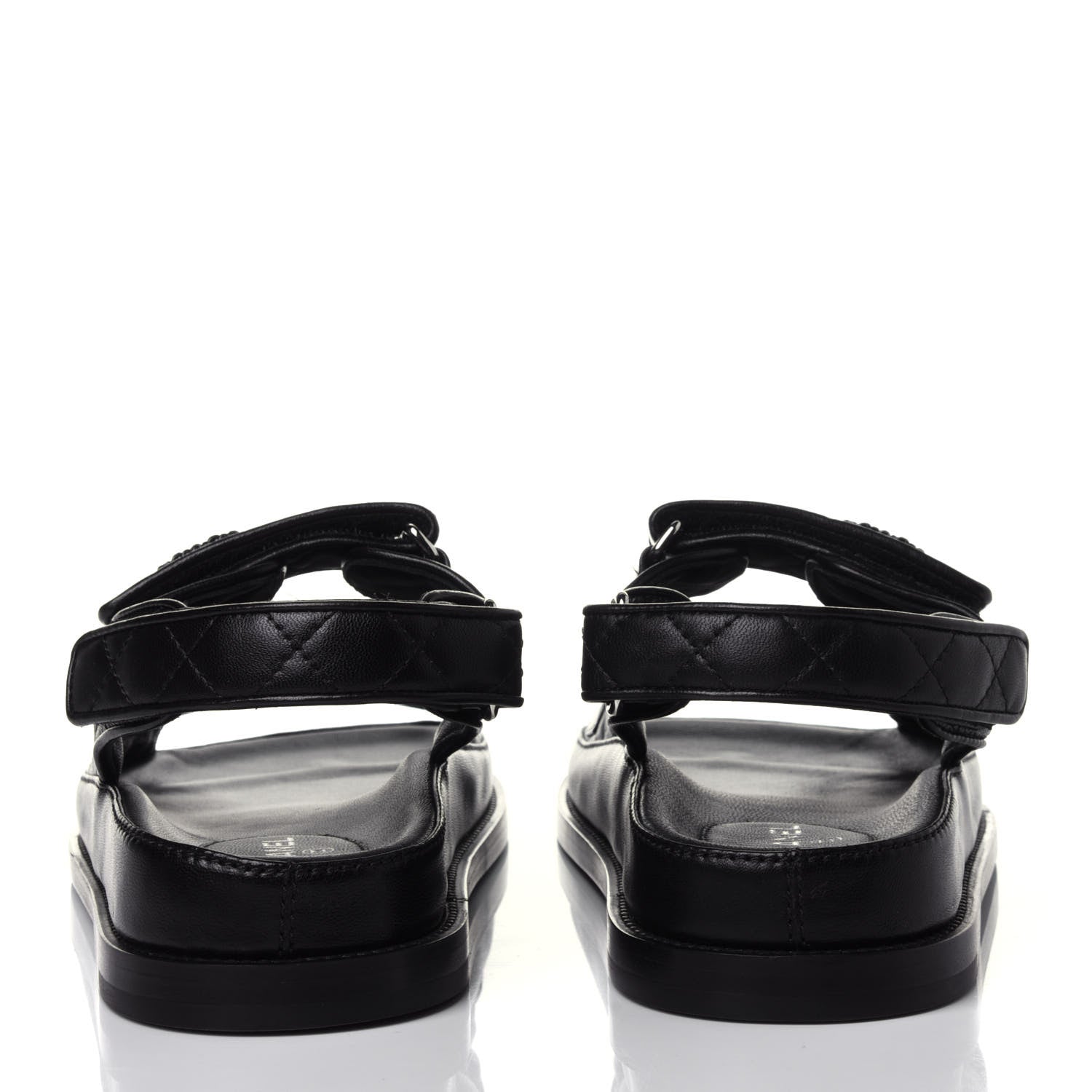 Chanel Lambskin Velcro Dad Sandals 37 Black 5 of 12