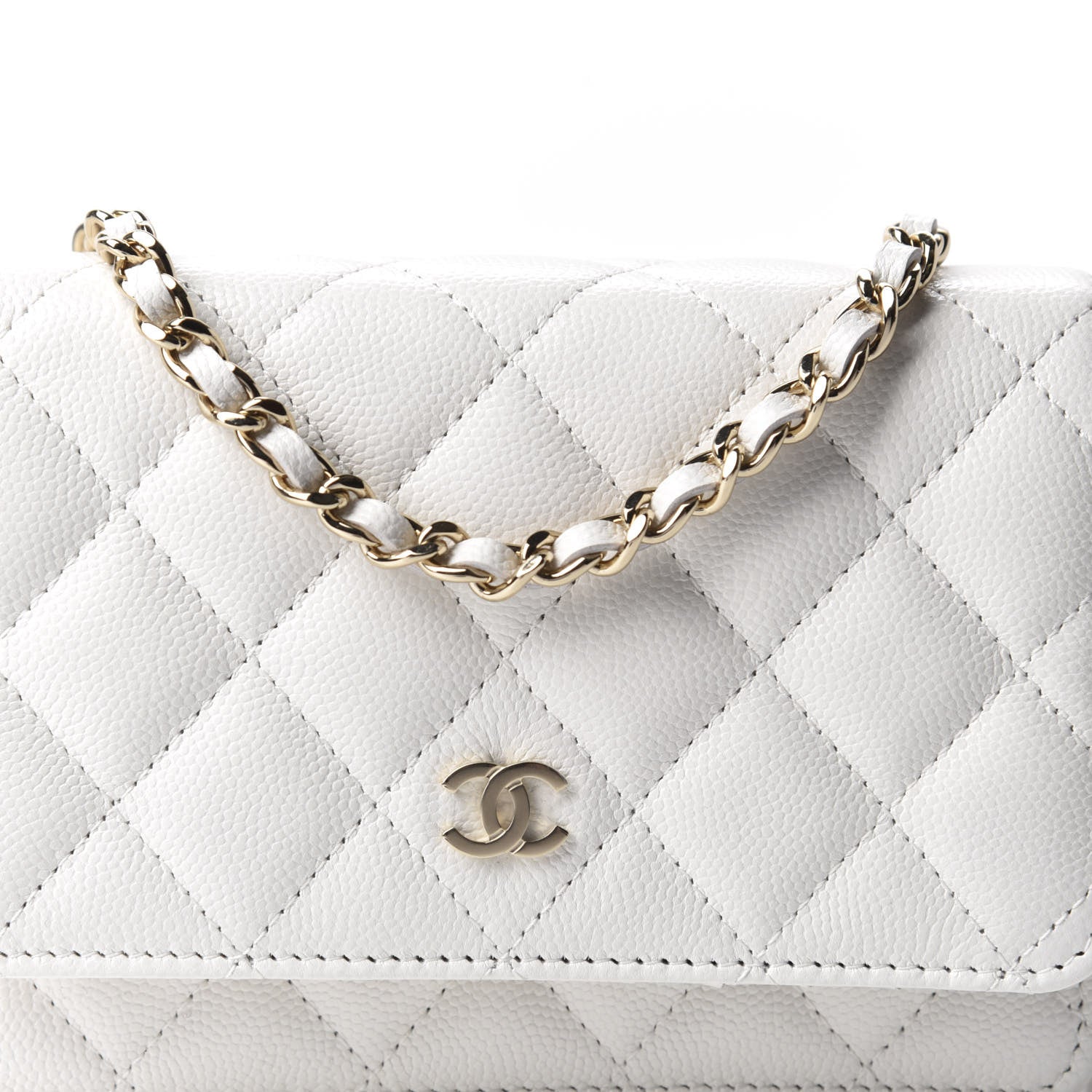 Chanel Caviar Quilted Mini Wallet On Chain WOC White 9 of 10