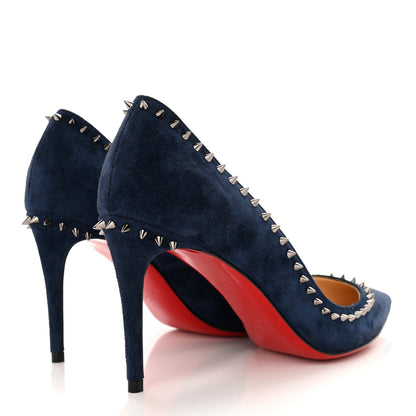 Christian Louboutin Veau Velours Studded Anjalina 85 Pumps 36 Marine 4 of 10