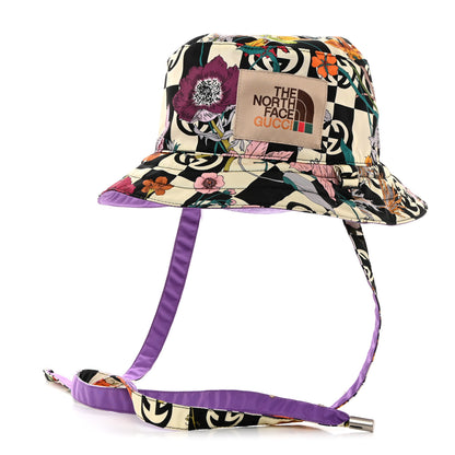 Gucci X THE NORTH FACE Econyl Nylon Floral Reversible Self-Tie Bucket Hat Purple 1 of 8