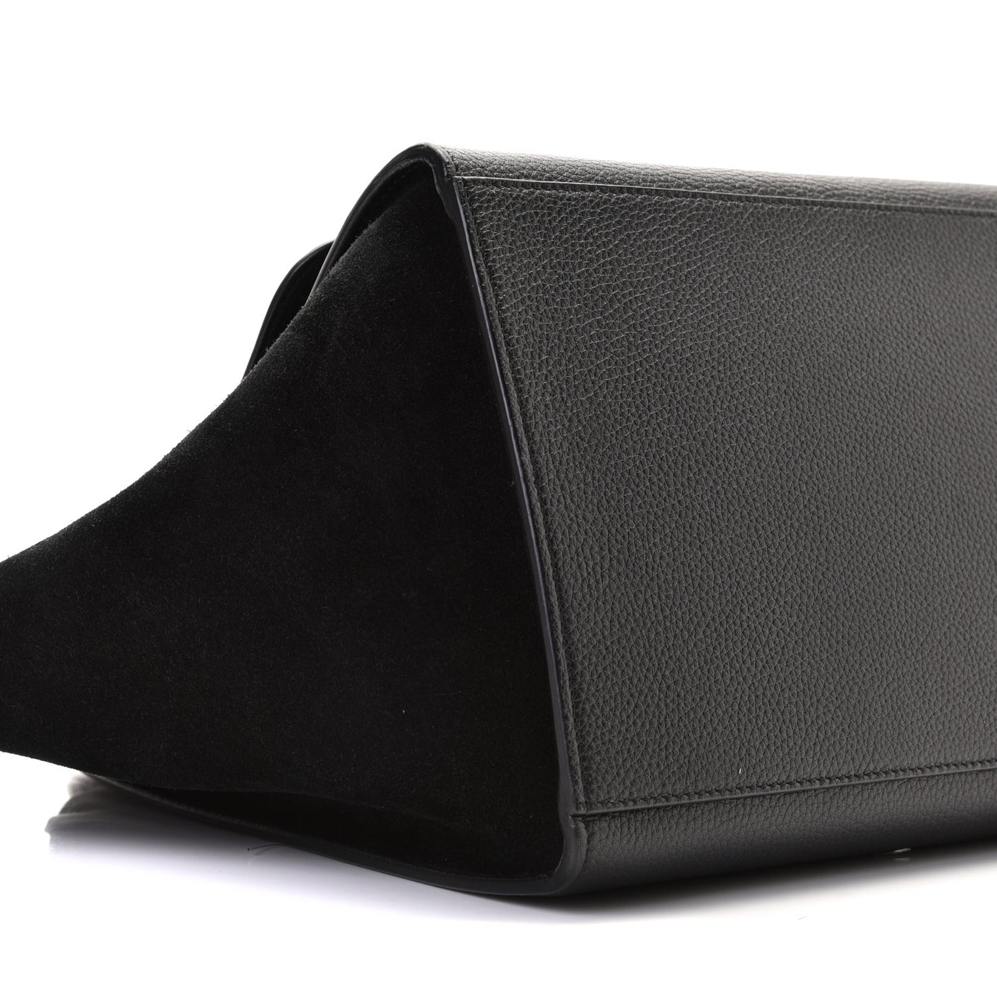 Drummed Calfskin Suede Medium Trapeze Black