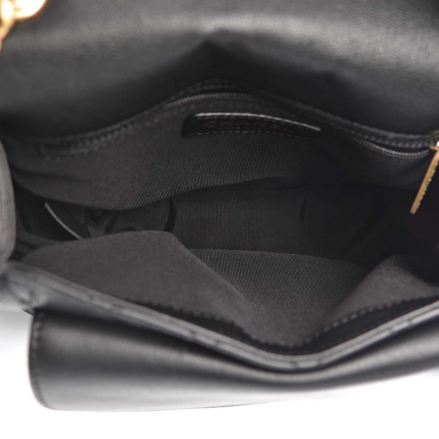 Grained Calfskin Quilted Messenger Flap Black