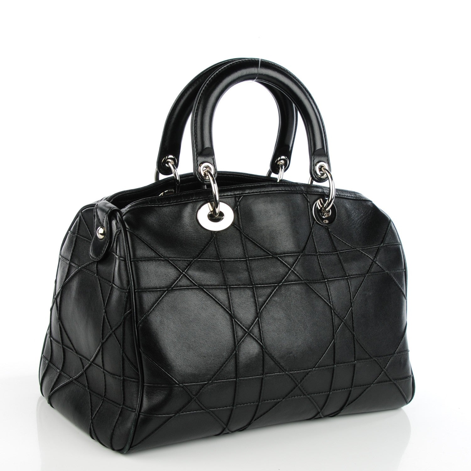 Christian Dior Lambskin Cannage Granville Polochon Black 3 of 8