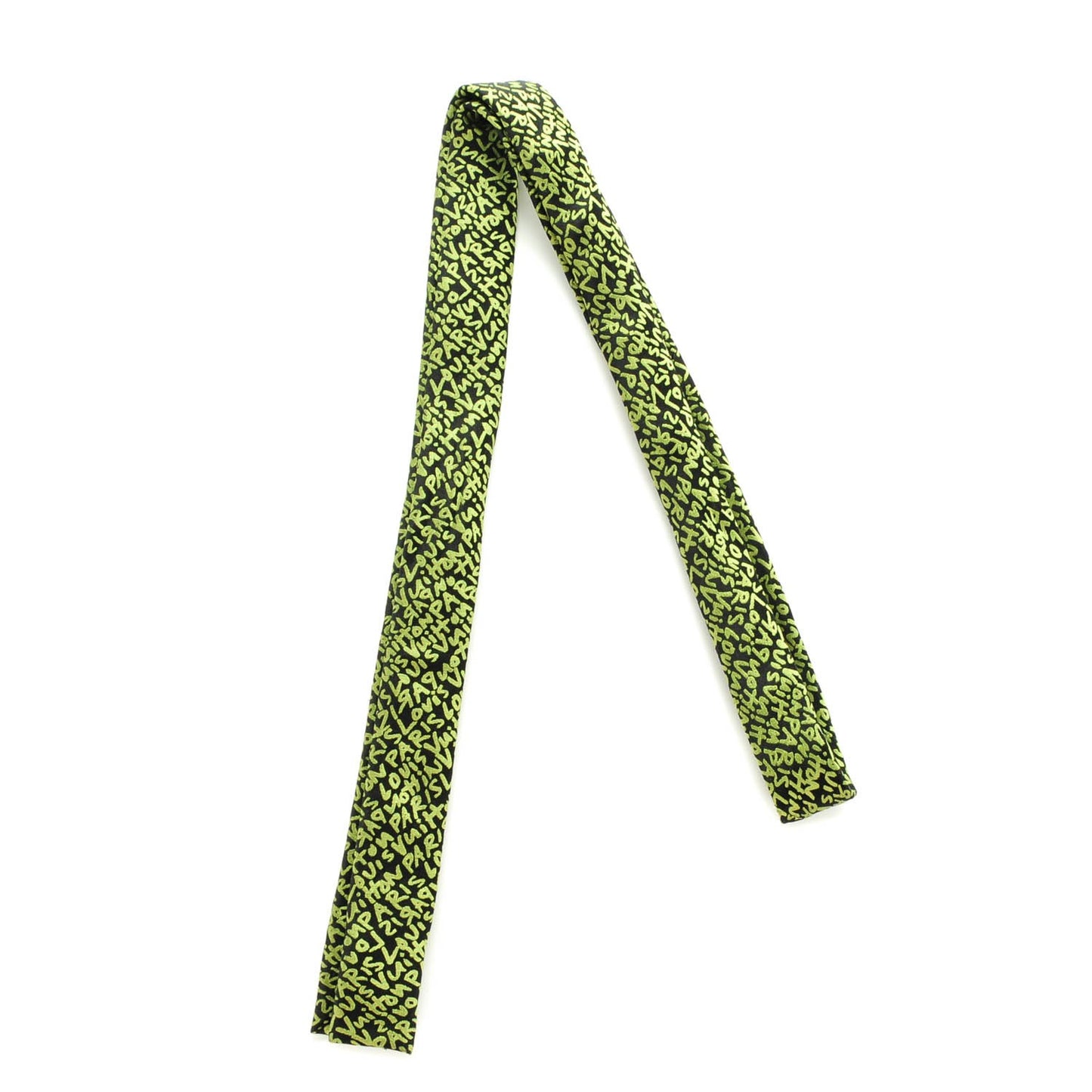 Silk Graffiti Mens Skinny Neck Tie Green