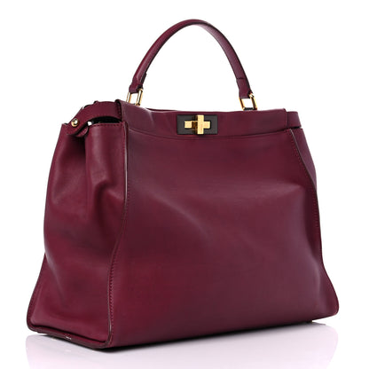 Fendi Vitello Dolce Marmol Large Peekaboo Iconic Satchel Bordeaux Graphite 3 of 17