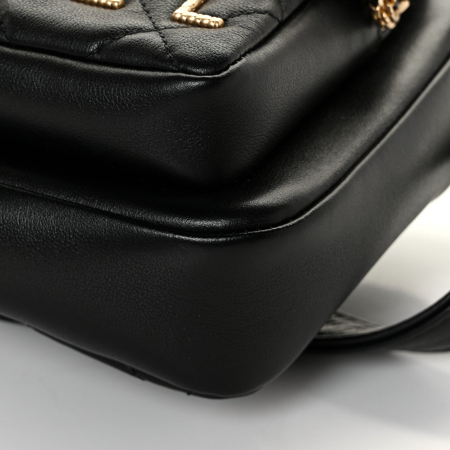 Calfskin Quilted Small Camera Case Black