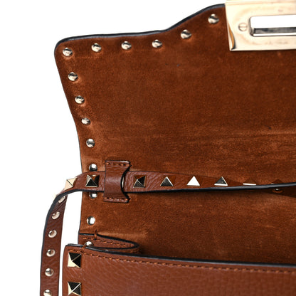 Valentino Garavani Pebbled Calfskin Medium Rockstud Flip Lock Crossbody Bag Saddle Brown 15 of 18