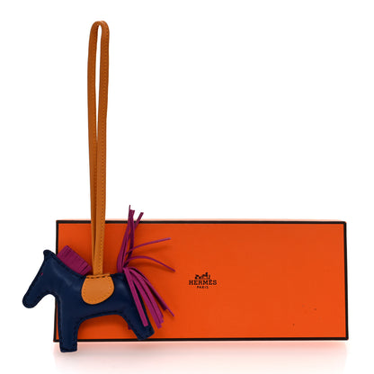 Hermes Milo Lambskin Grigri Rodeo Horse Bag Charm PM Bleu Saphir Rose Pourpre Bouton D'Or 4 of 4