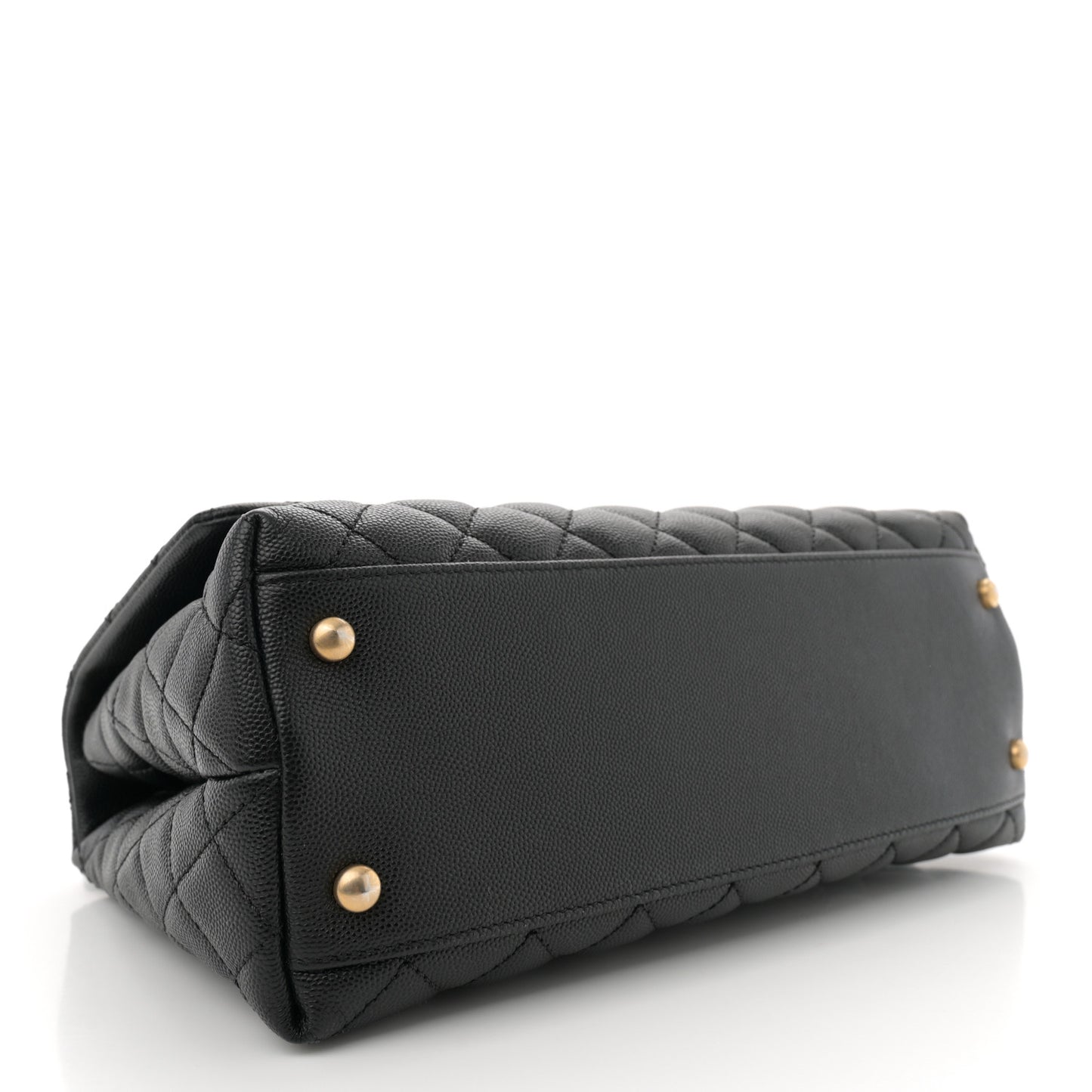 Caviar Lizard Embossed Quilted Small Coco Handle Flap Black
