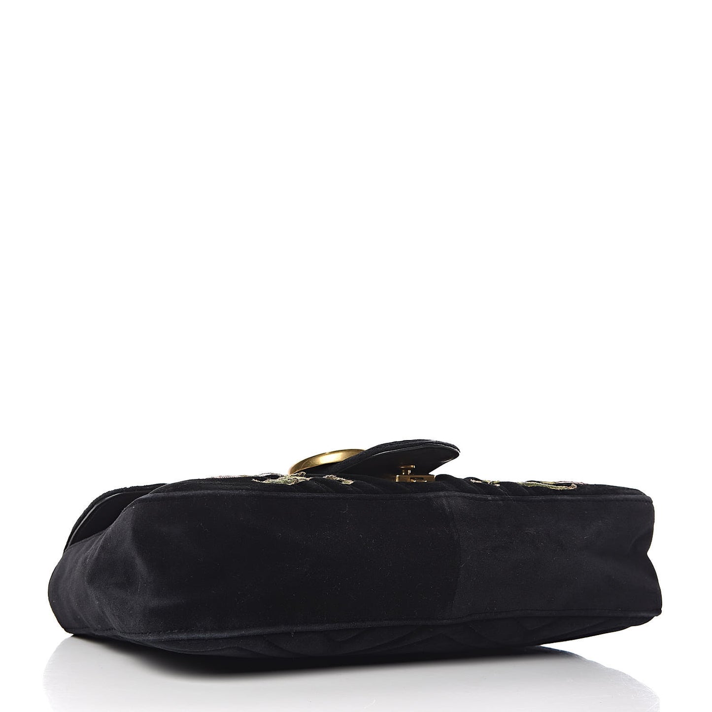 Velvet Matelasse Loved Embroidered Medium GG Marmont Shoulder Bag Black