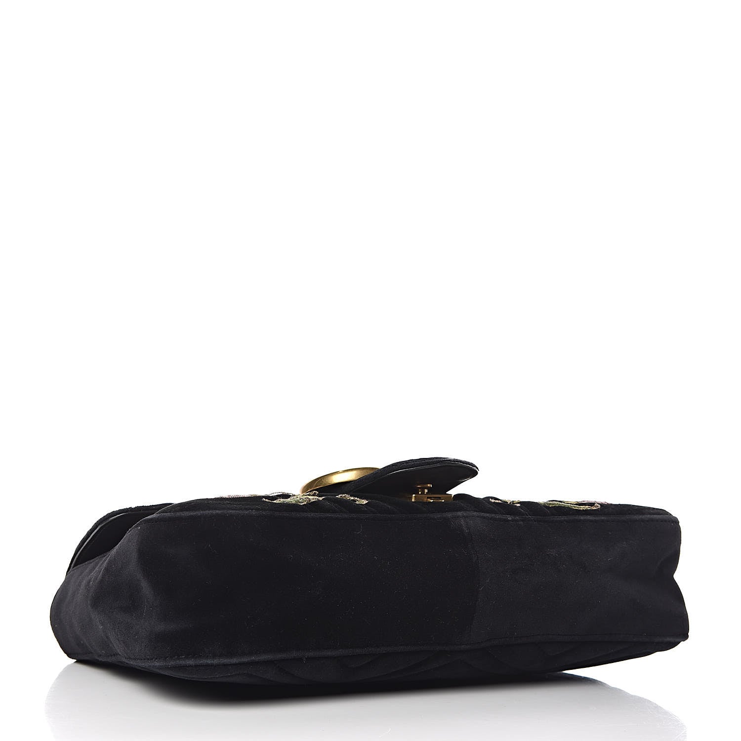 Gucci Velvet Matelasse Loved Embroidered Medium GG Marmont Shoulder Bag Black 4 of 18