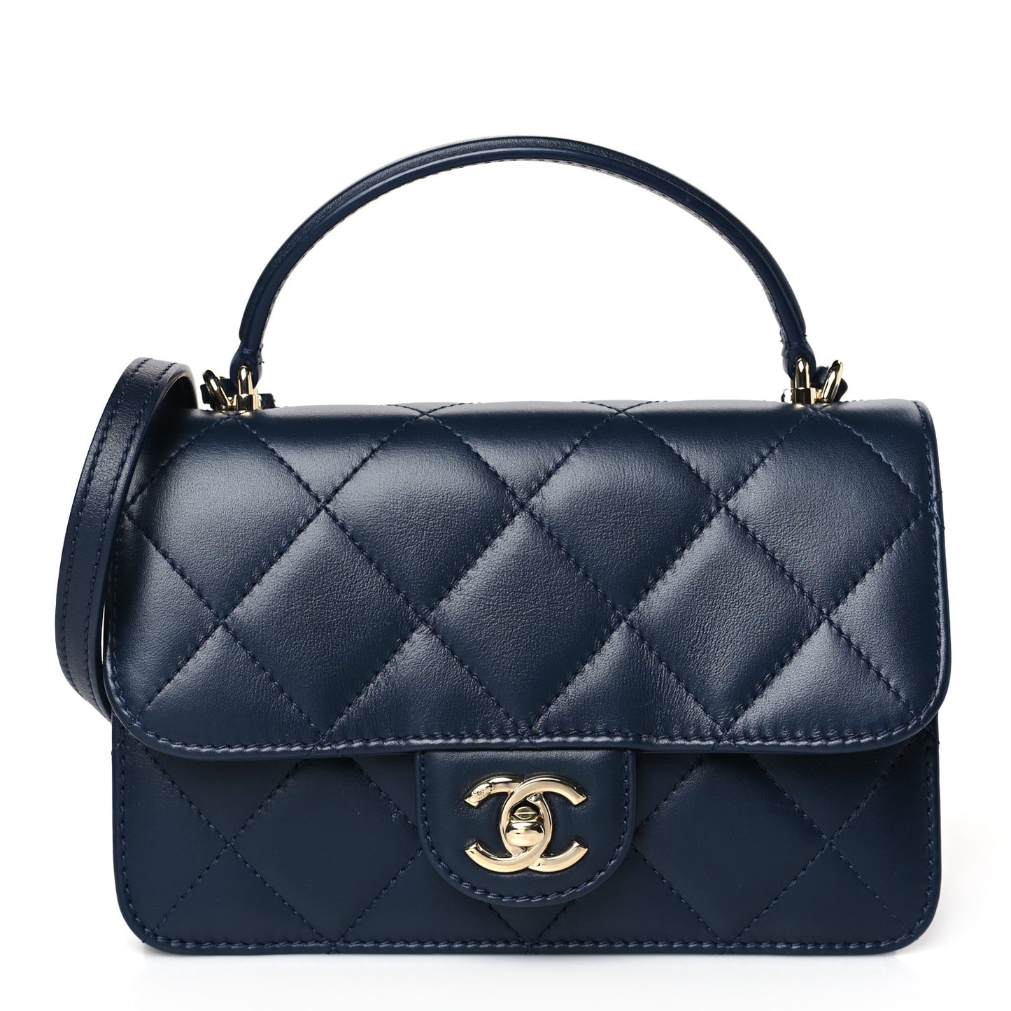 Calfskin Quilted Small Coco Lady Flap Navy