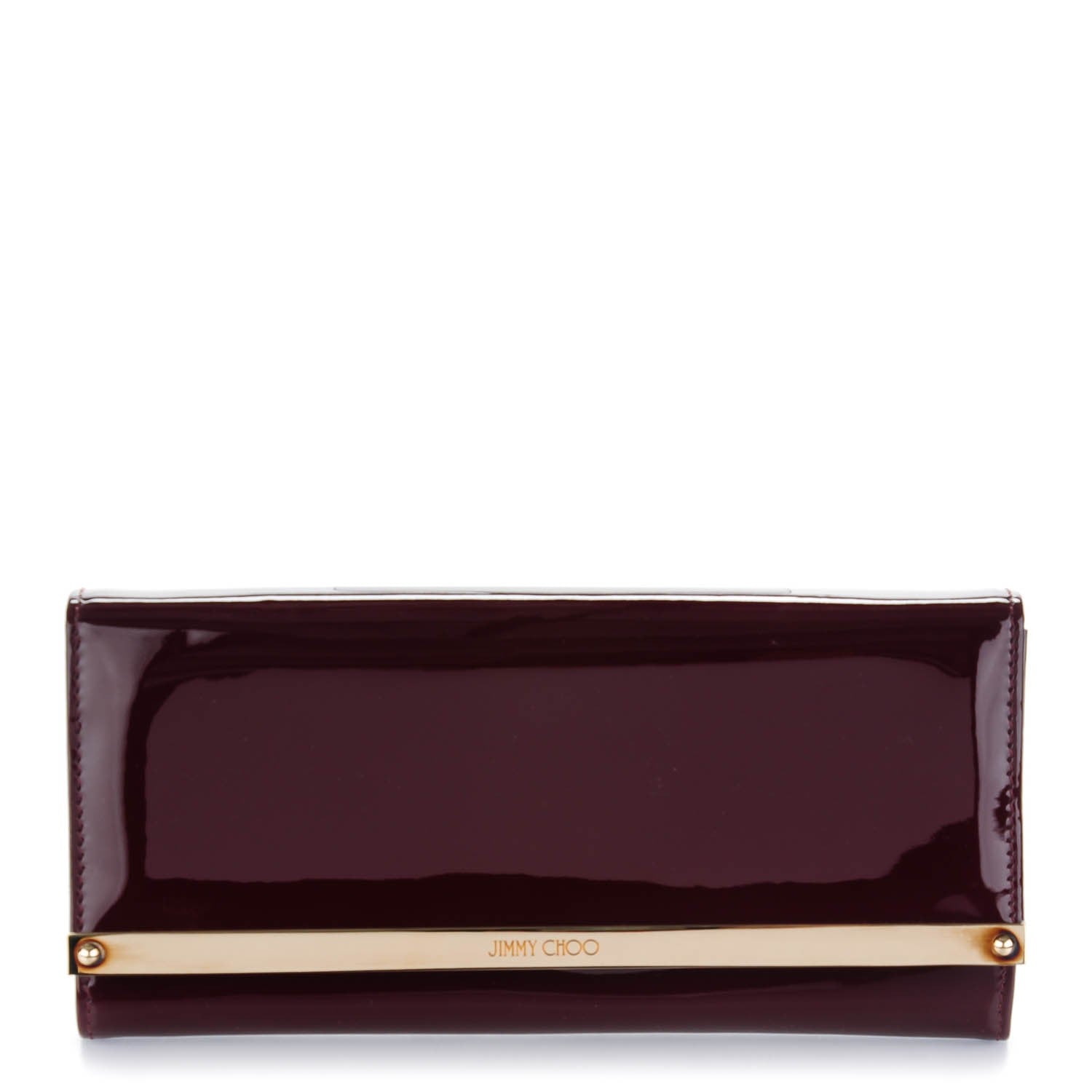 Jimmy Choo Patent Milla Wallet on Chain Bordeaux 1 of 7