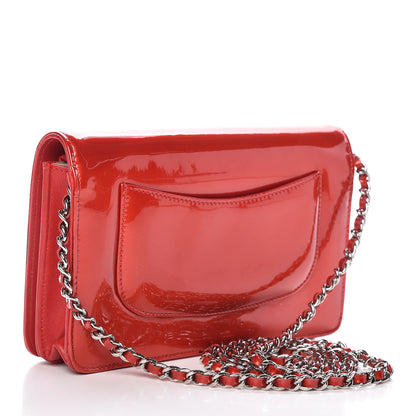 Chanel Patent Strass Wallet On Chain WOC Red 3 of 10