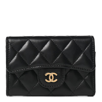 Chanel Lambskin Quilted Flap Card Holder Wallet Black 1 of 8