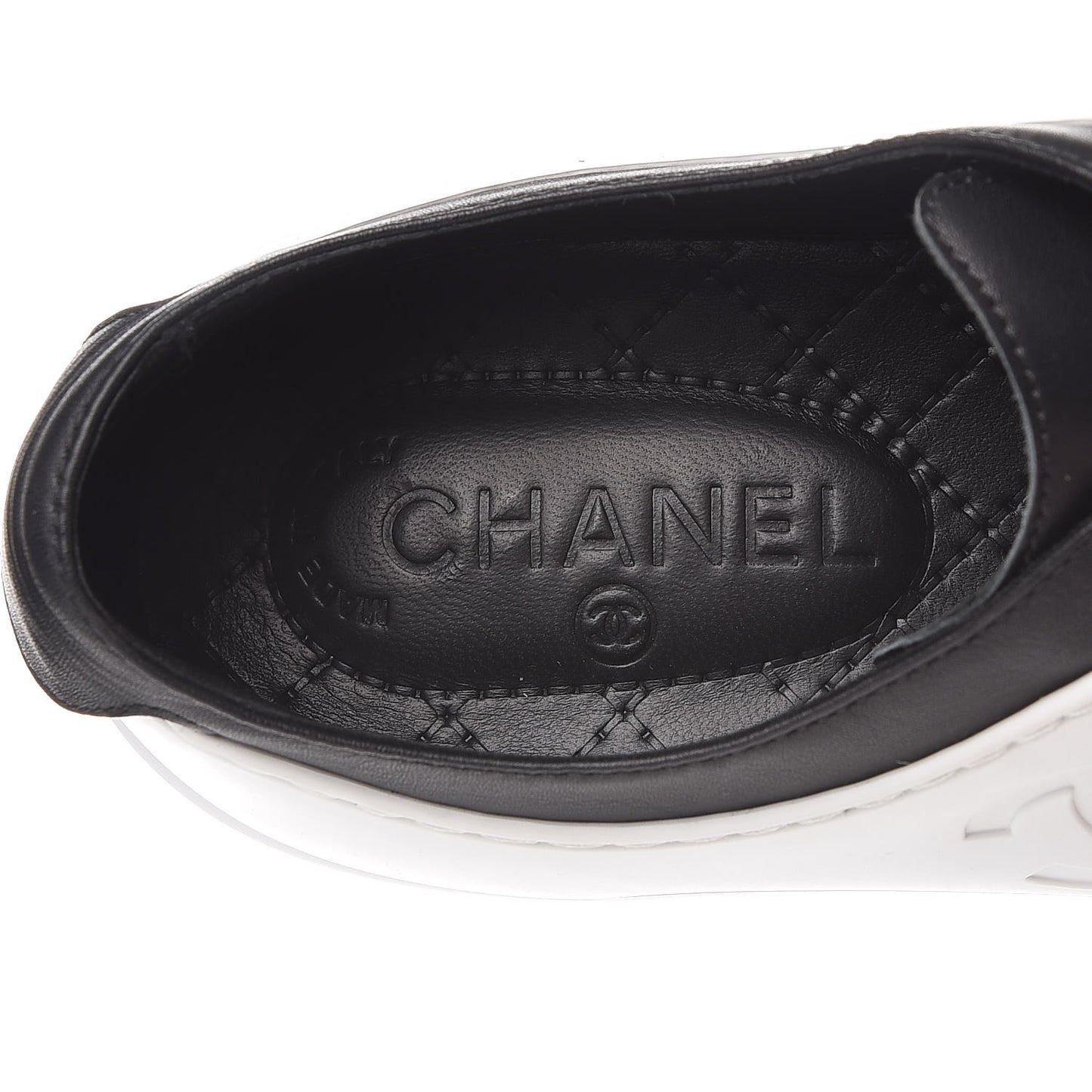 Calfskin Gum Womens CC Sneakers 41 Black White