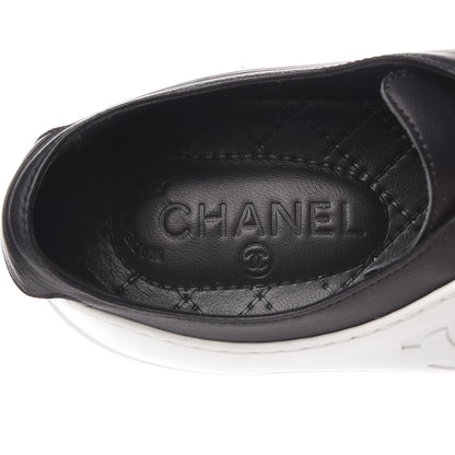 Chanel Calfskin Gum Womens CC Sneakers 41 Black White 8 of 14