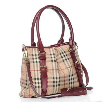 Burberry Haymarket Check Small Northfield Tote Burgundy 4 of 9