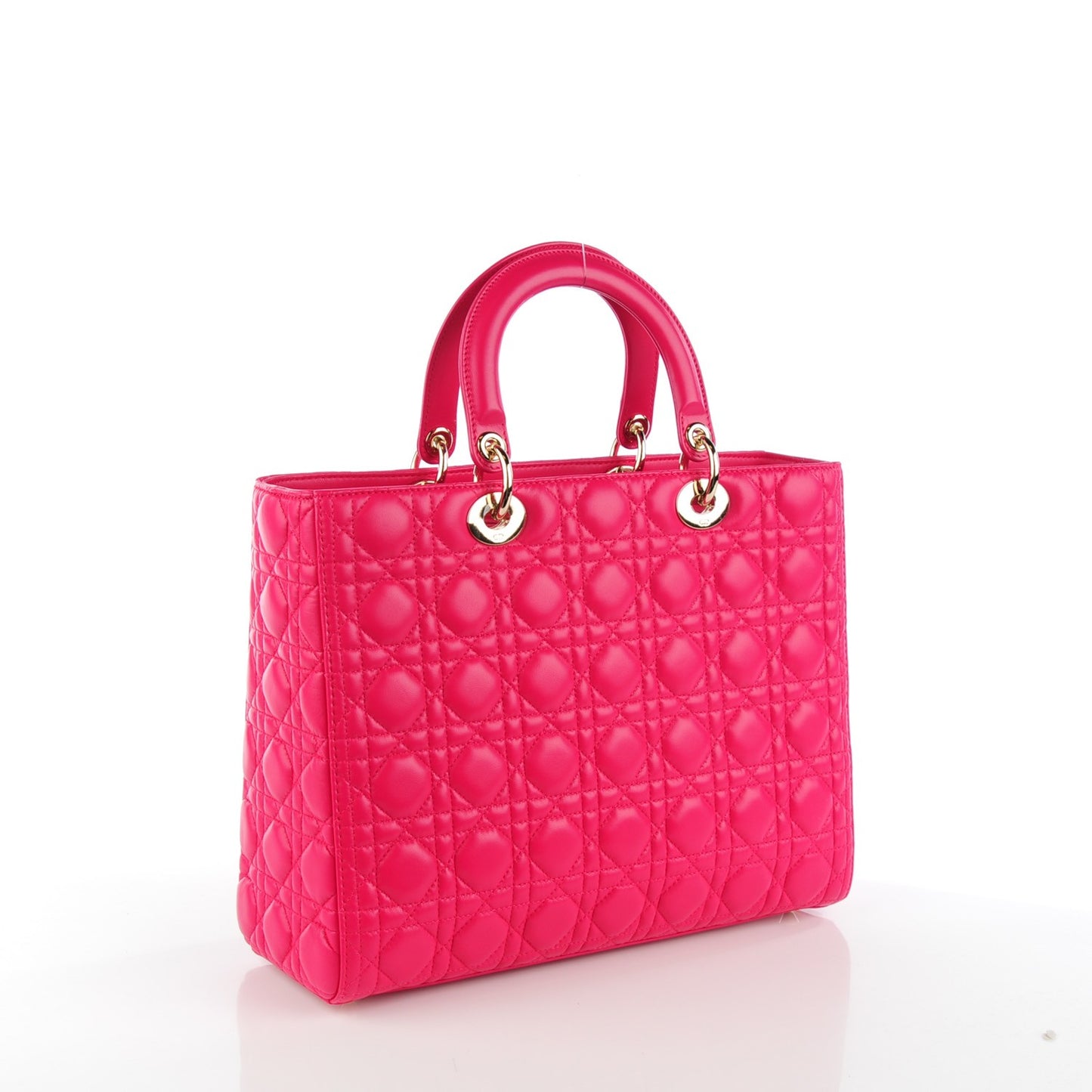 Lambskin Cannage Large Lady Dior Fuchsia