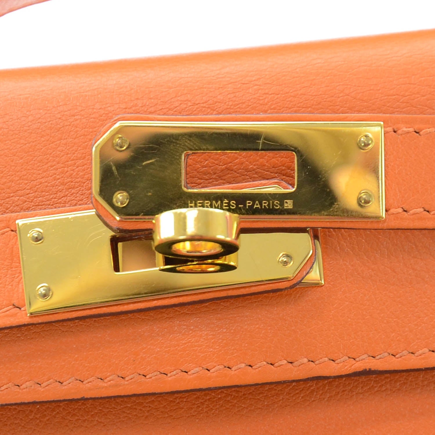 Hermes Swift Kelly Cut Clutch Pochette Orange 5 of 10