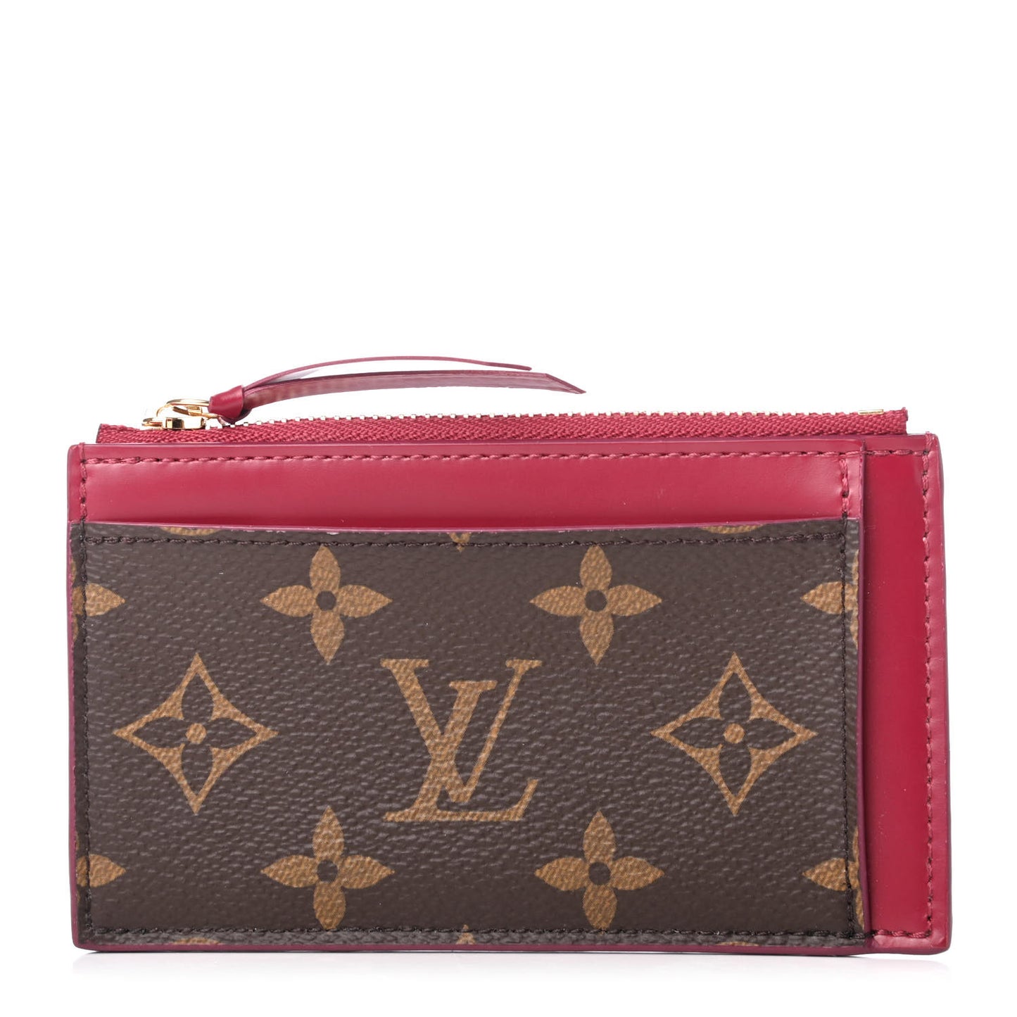 Monogram Zipped Card Holder Fuchsia