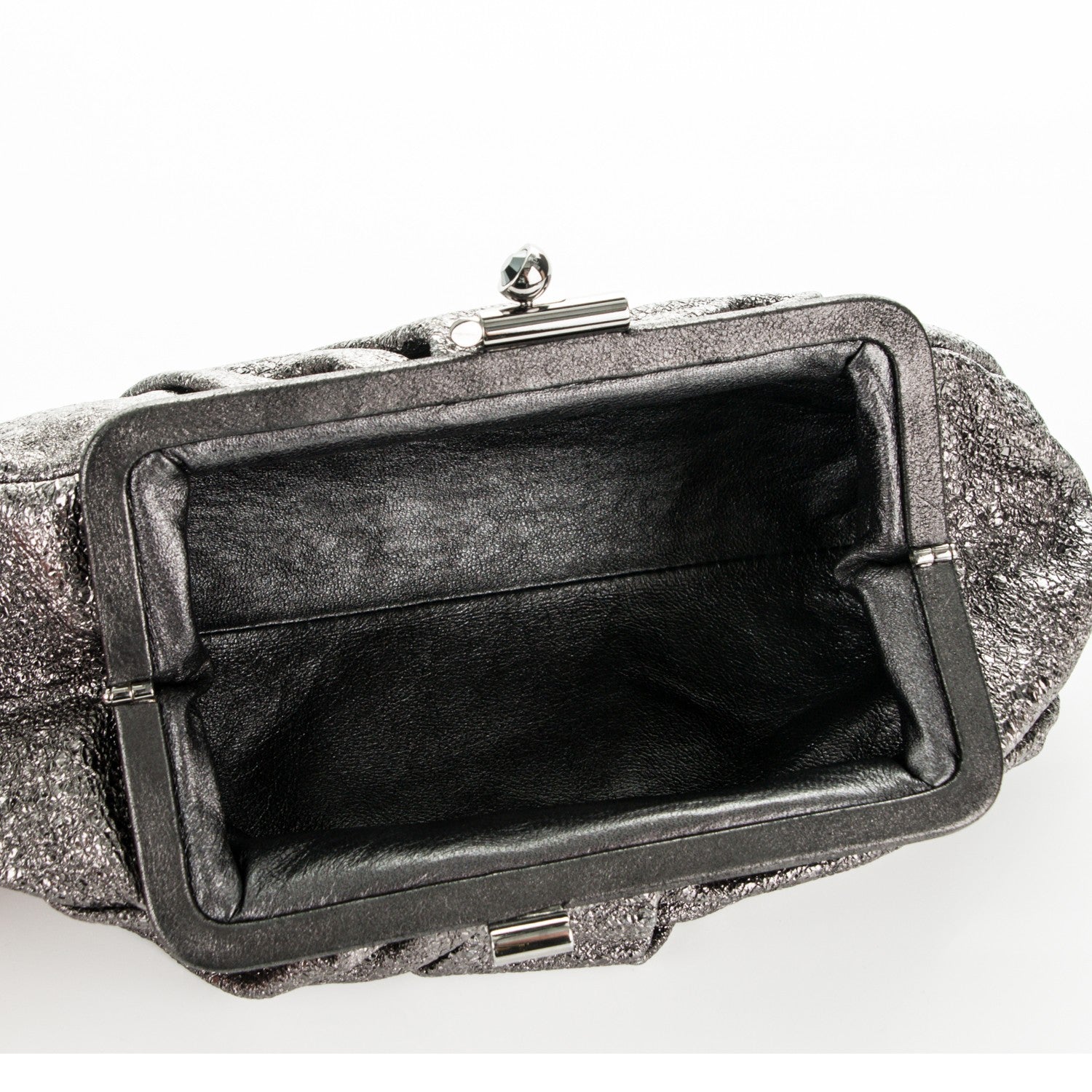Chanel Metallic Crackled Calfskin Monte Carlo Clutch Dark Silver 5 of 7