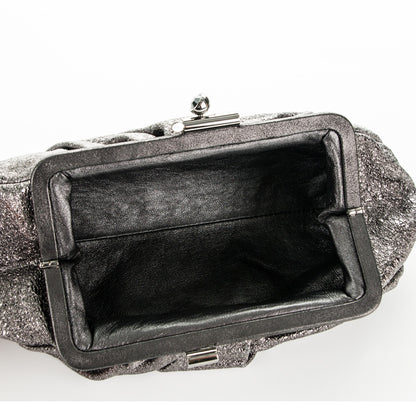 Chanel Metallic Crackled Calfskin Monte Carlo Clutch Dark Silver 5 of 7
