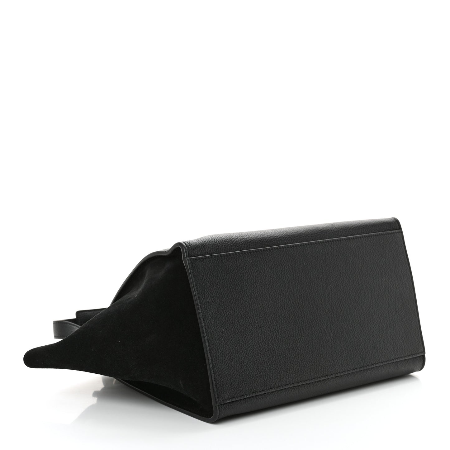 Drummed Calfskin Suede Small Trapeze Black