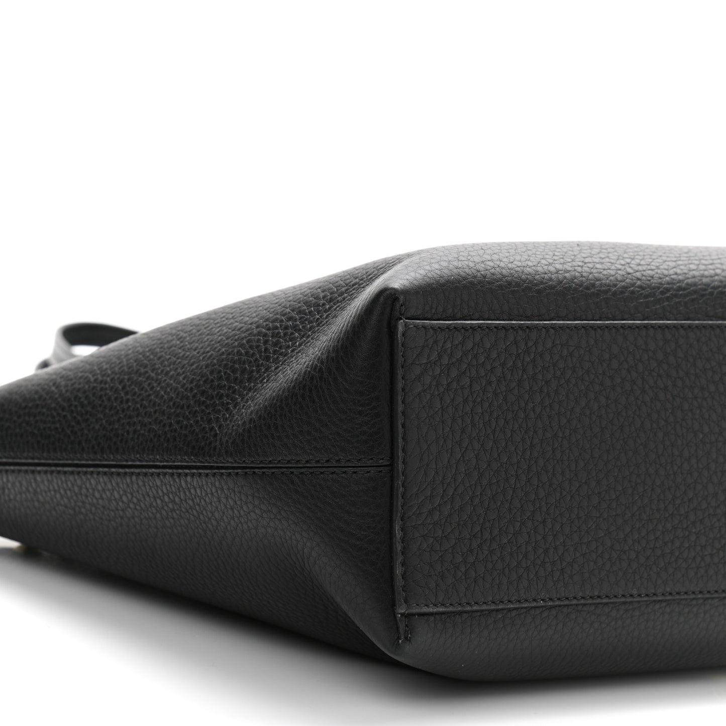 Grained Calfskin Small Rockstud Shoulder Tote Black