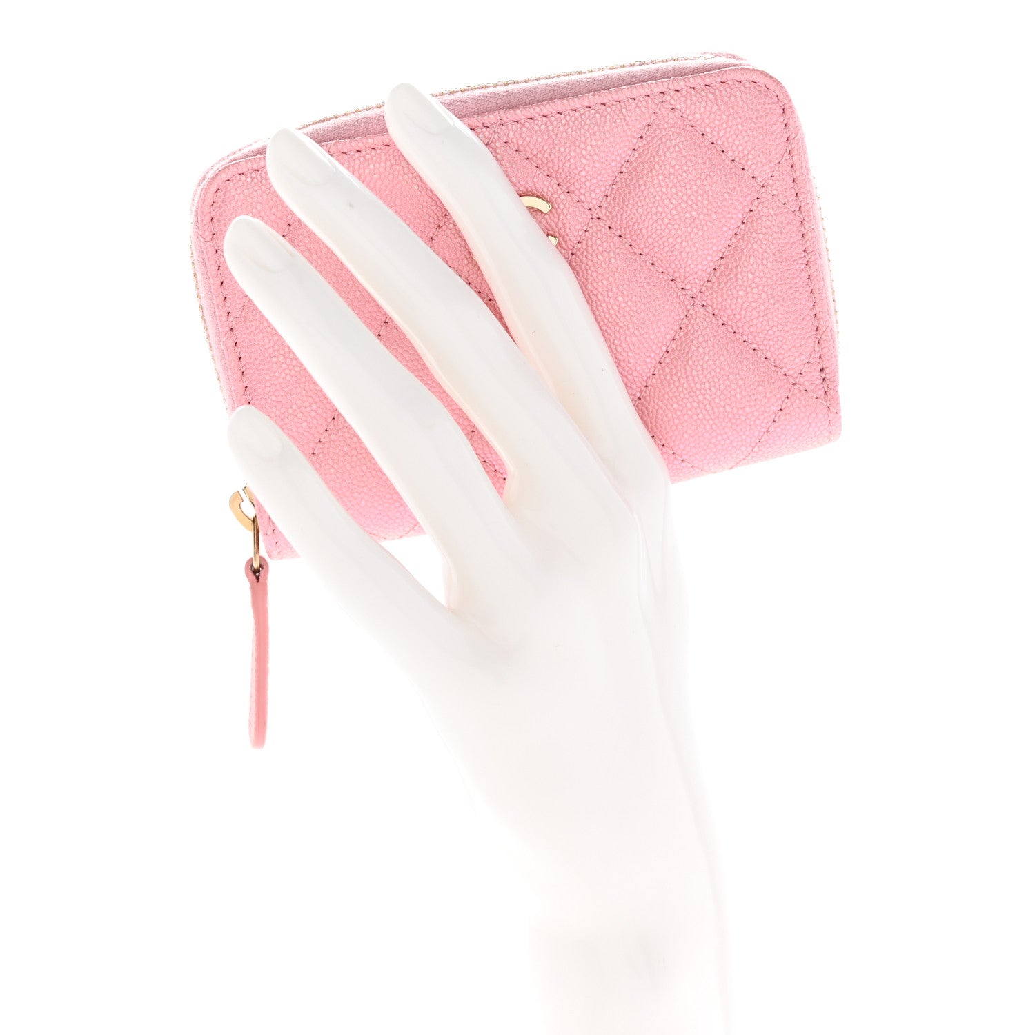 Chanel Iridescent Caviar Quilted Zip Coin Purse Pink 2 of 8