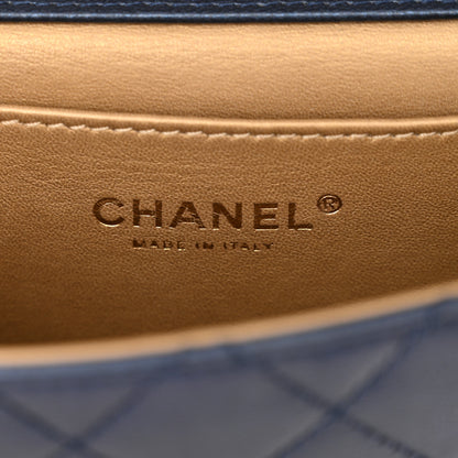 Chanel Iridescent Lambskin Quilted Chic Pearls Flap Navy Blue 6 of 10