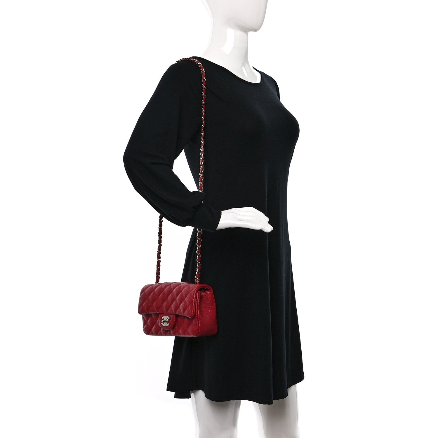 Chanel Caviar Quilted Mini Rectangular Flap Red 2 of 10