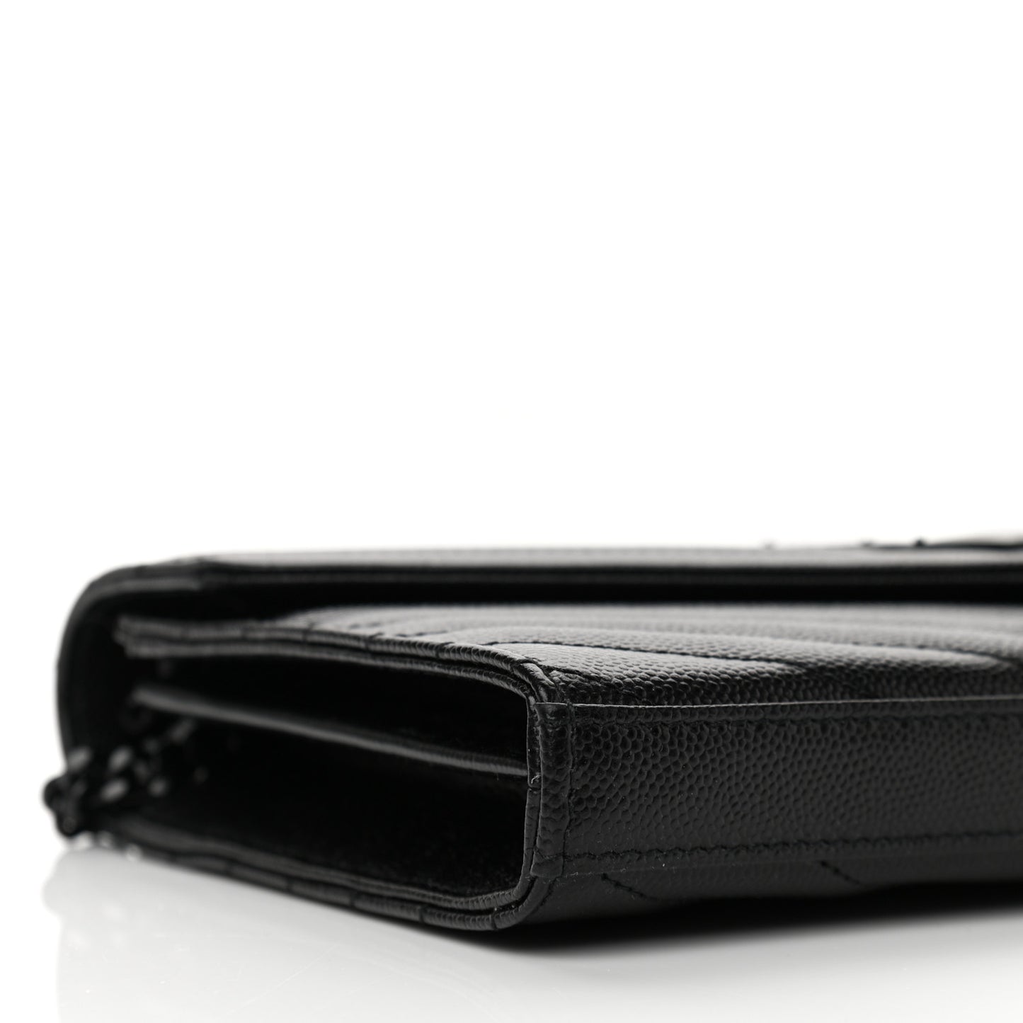 Grain De Poudre Matelasse Chevron Monogram Monochrome Chain Wallet Black