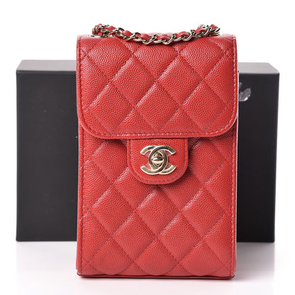 Chanel Caviar Quilted Classic Phone Holder Red 13 of 13