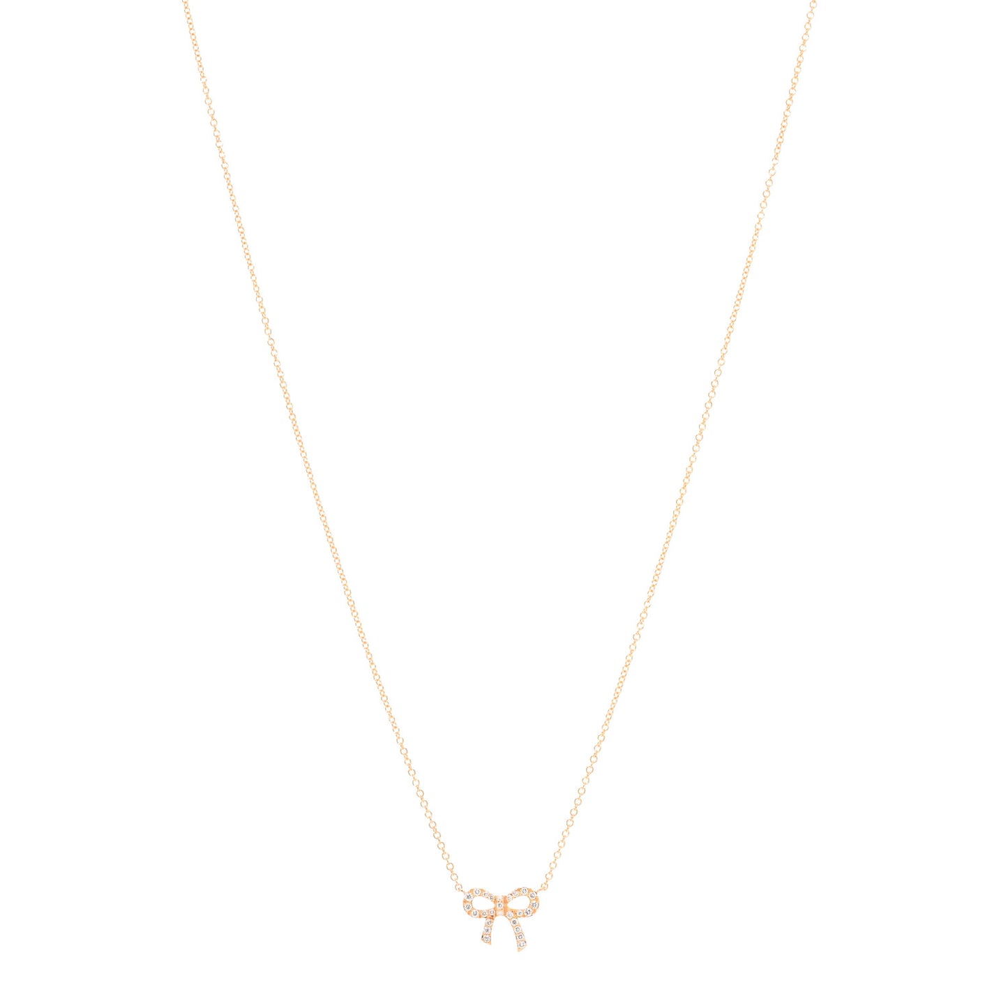 18K Rose Gold Diamond Mini Bow Pendant Necklace
