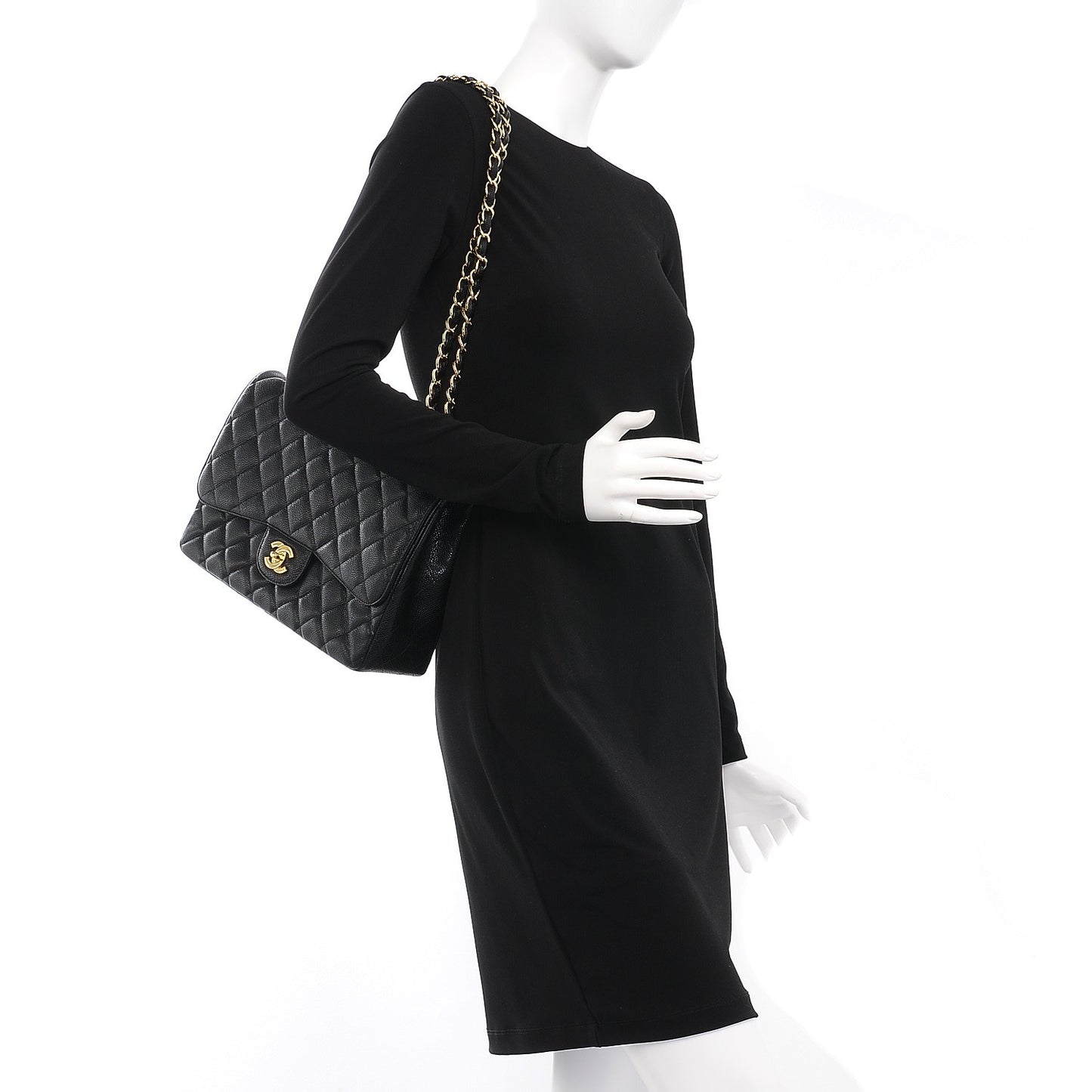 Caviar Quilted Jumbo Single Flap Black