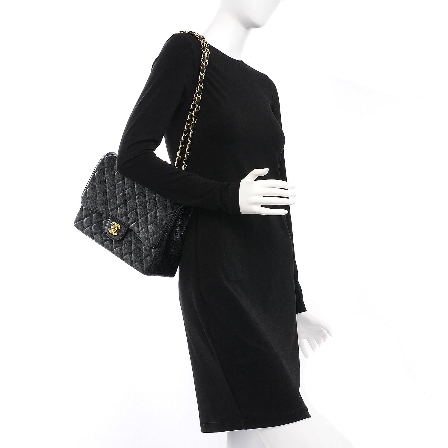 Chanel Caviar Quilted Jumbo Single Flap Black 2 of 7