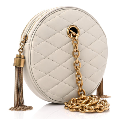 Saint Laurent Lambskin Quilted Round Le Maillon Round Tassel Chain Crossbody Bag Crema Soft 3 of 11