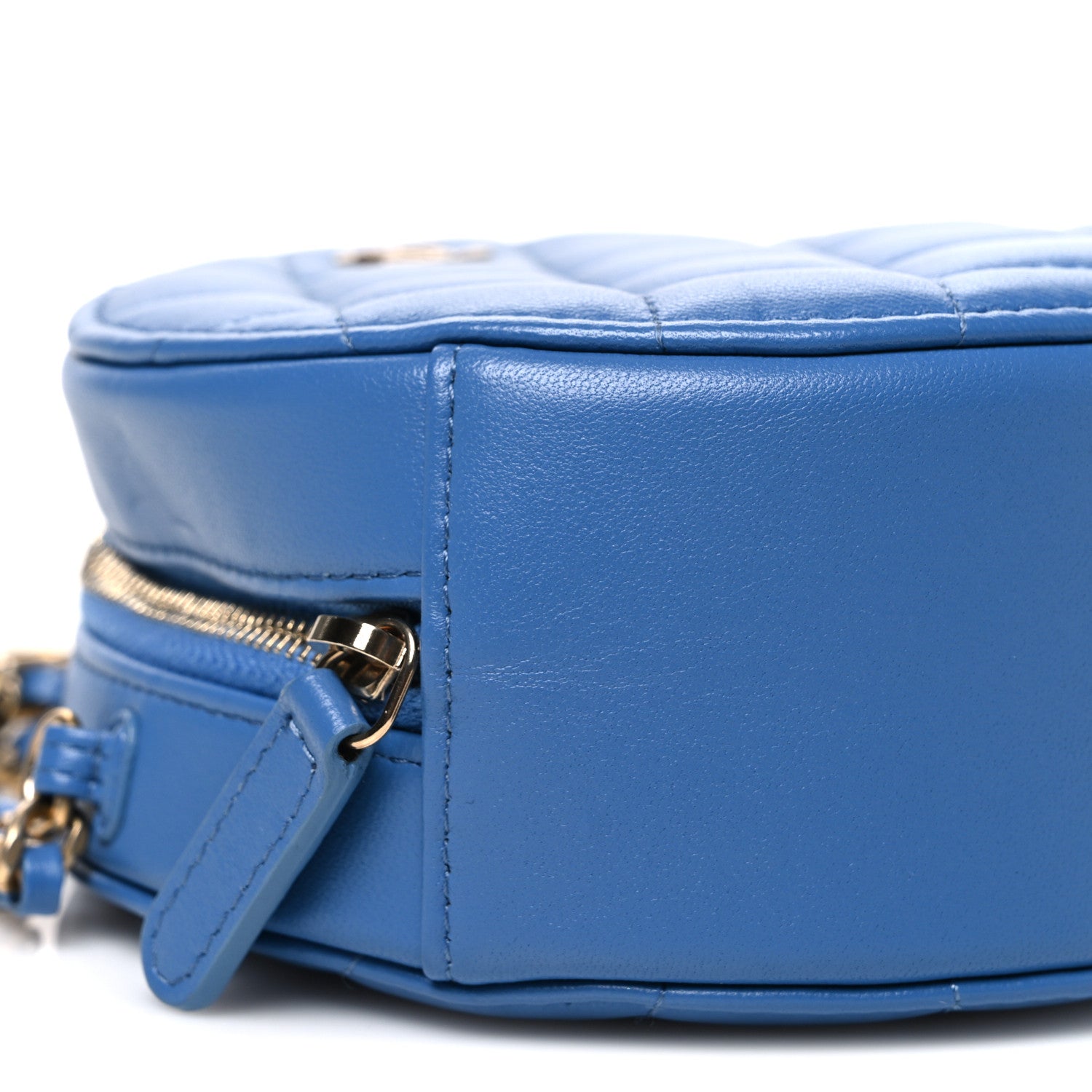 Chanel Lambskin Quilted Round Clutch With Chain Blue 9 of 10