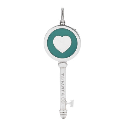 Tiffany Sterling Silver Enamel Heart Key Pendant Blue 3 of 4
